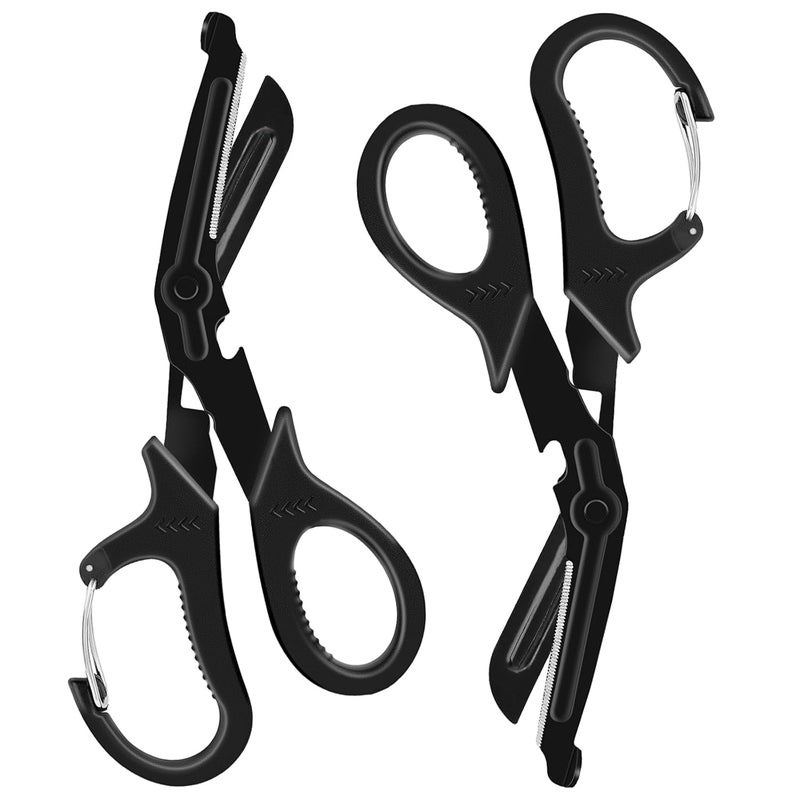 Opoway 2 Pack Medical Scissors Trauma Shears, 7.5 Inches Stainless Steel Bandage Scissors with Carabiner, Fluoride Coated Surgical Scissor for Nurses, Doctors, Nursing Students, EMT and EMS (Black) - Image 1